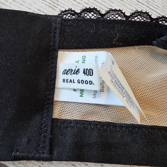 Aerie Size 40D Black Plunge Padded Push Up Bra Floral Lace Overlay Underwire NWT - Picture 8 of 8